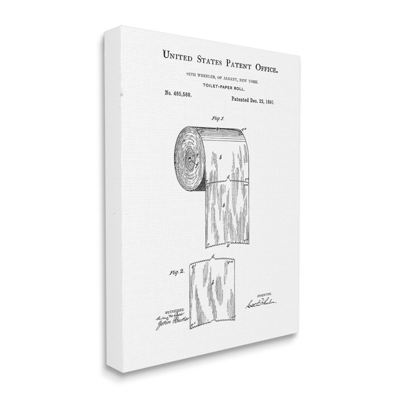 Toile de rouleau de papier hygiénique sur toile tendue rétro très minimaliste noir et blanc XXL par Studio W , Toile tendue