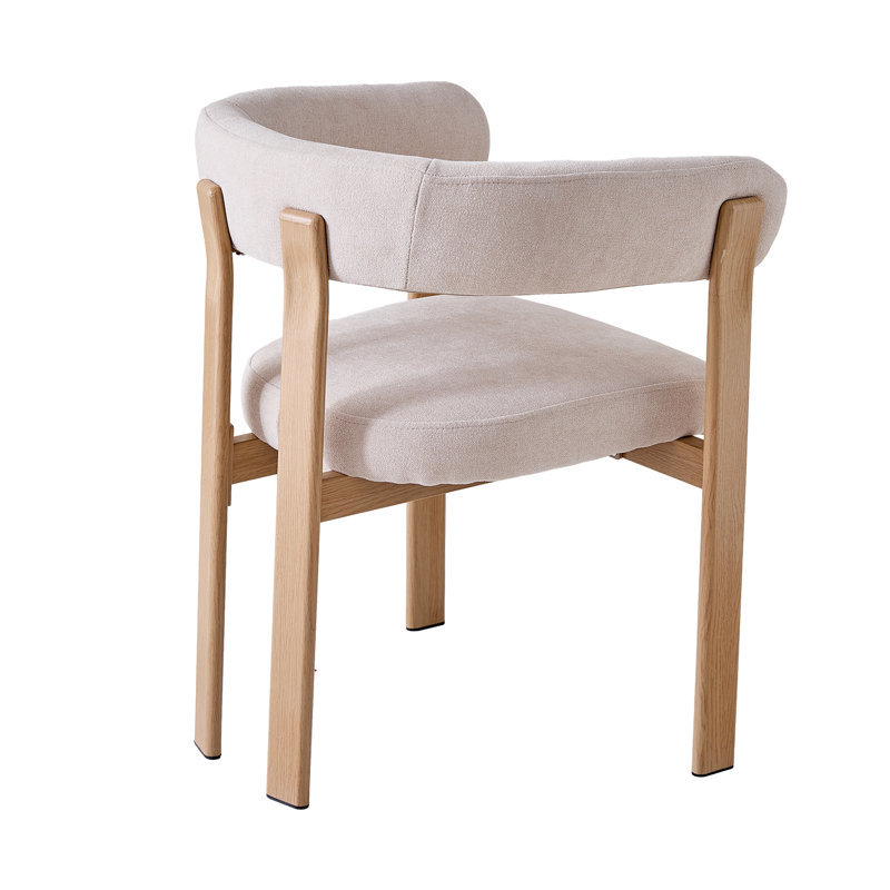 Linen Blend Upholstered Upholstered Back Armchair, Beige, 4, Beige, Light brown