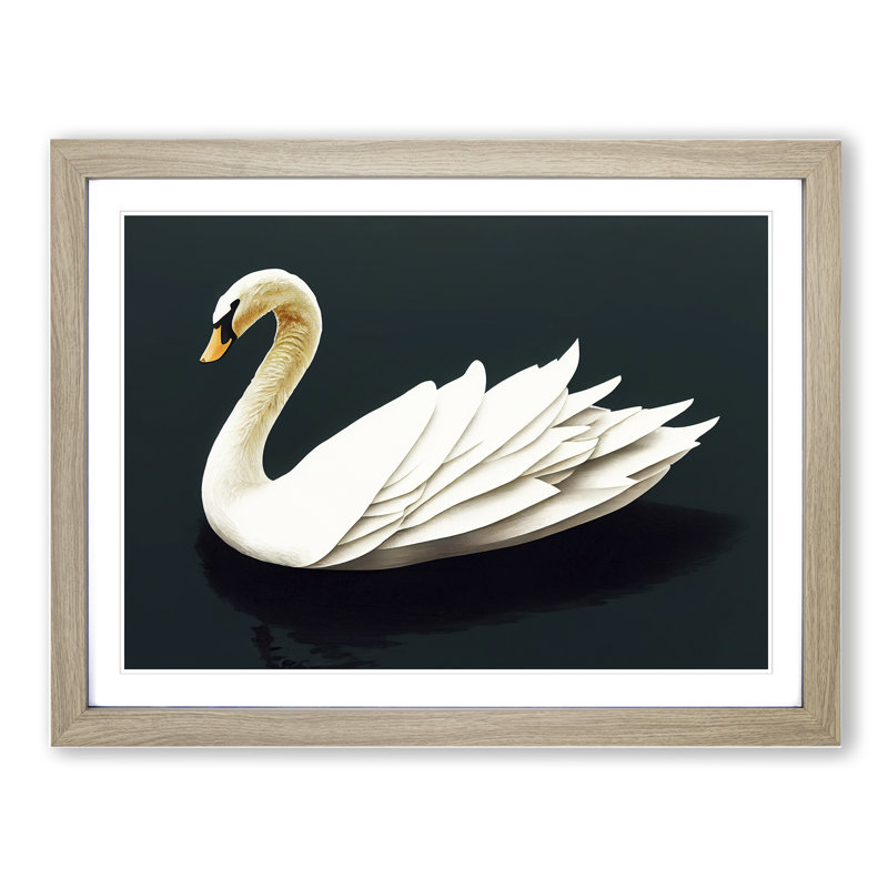 Inspirational Swan - Single Picture Frame Print, 46cm H x 64cm W x 2cm D, Oak
