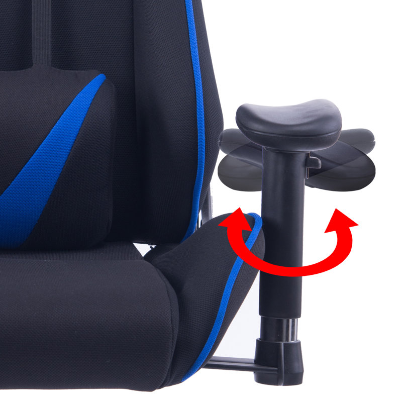 Inbox Zero Faux Leather Swiveling PC & Racing Game Chair, Blue/Black