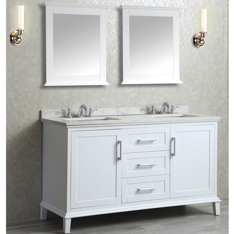 Ensemble de meuble-lavabo double de 60 po avec miroir Denice