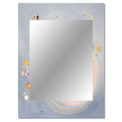 Cosmic Blueprint Vintage Universe Illustration II - Abstract Spirals Decorative Mirror, Gold Large Wall Mirror, Printed Metal Art