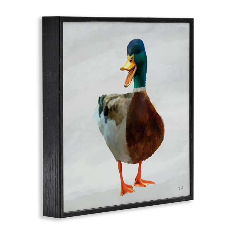 «Squawking Duck Portrait», estampe numérique, conception par Renel Peters, H 12 po x l 12 po, Giclée encadrée noir minuit