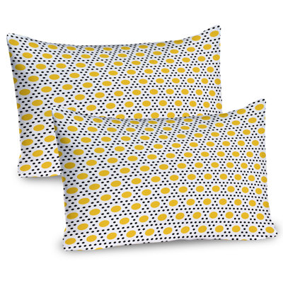 Ambesonne Polka Dots Pillow Sham 2 Pack Egg Yolk Polka Dots Yellow Black and White -  pil-2_64574_36x20