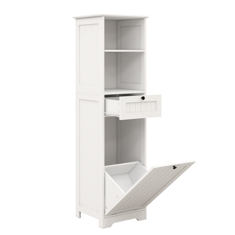 Space Laundry Sorter In White - One Compartment, Drawer, Made From Strong E1 With Finish Compartment Drawer Holder White, Material, Painting For Enhanced Durability