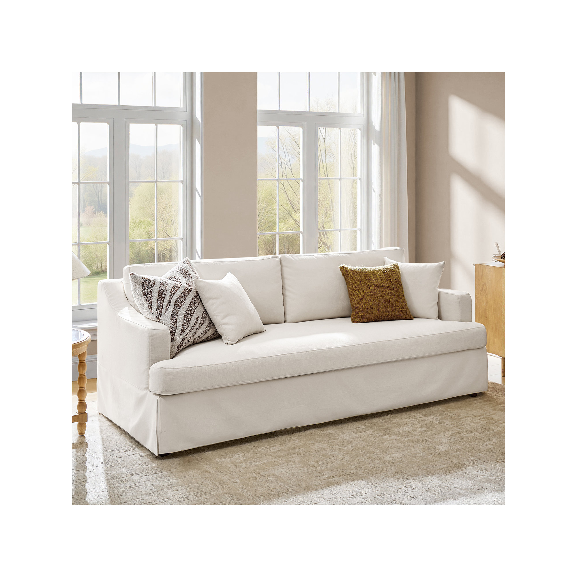 Lucie 88" Slipcovered Sofa, White