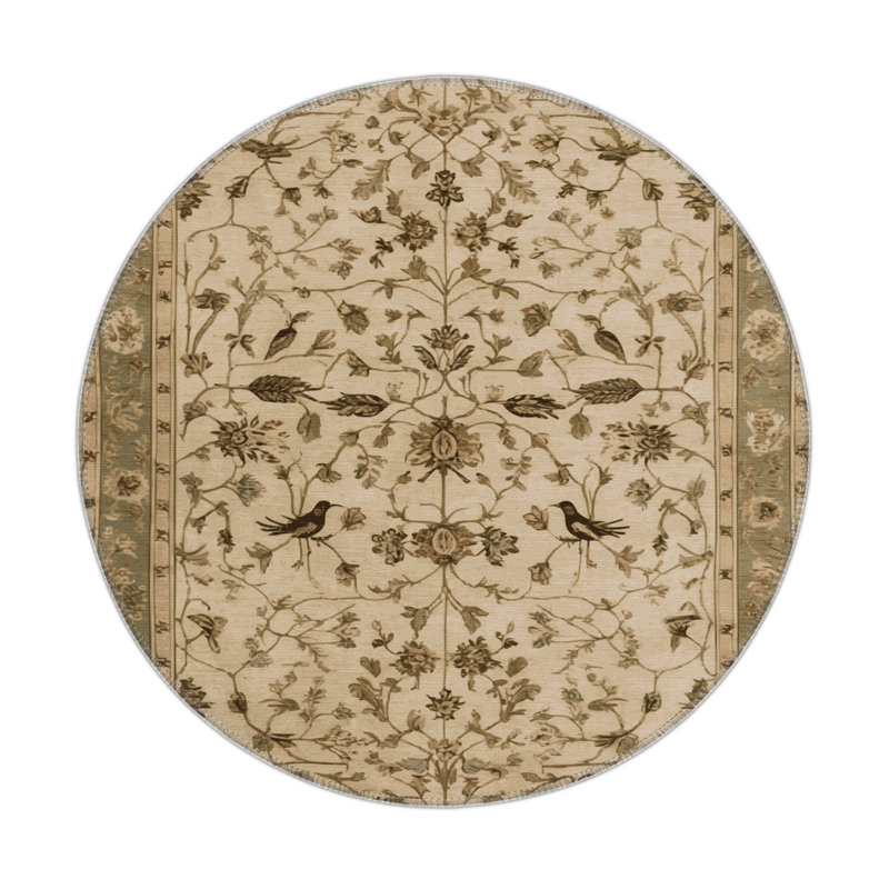 Tapis d'intérieur et d'extérieur brun Persian, Rond 5 pi