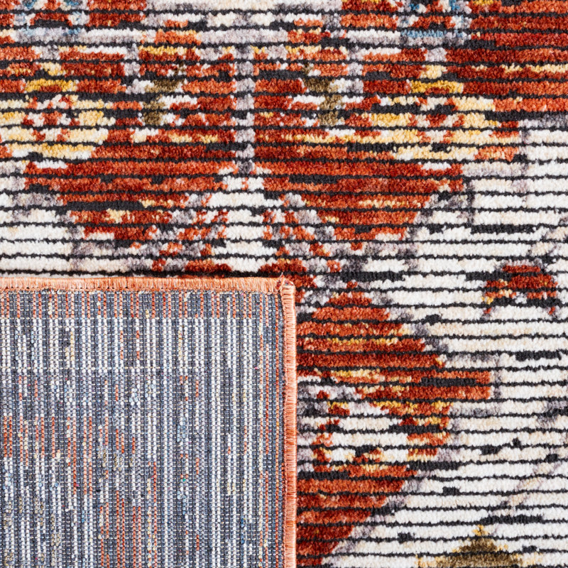 Ivory and Rust Hand-Knotted Oriental Area Rug