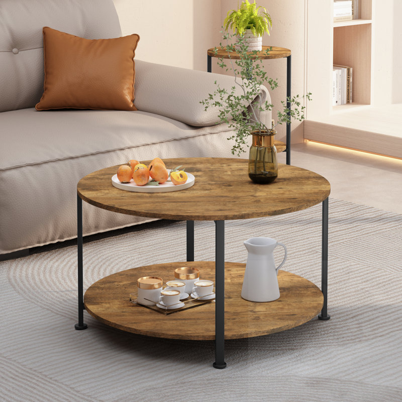 Ensemble de 3 tables basses avec 2 tables de bout et rangement
