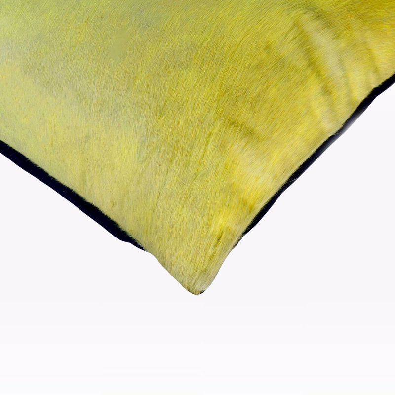 Ensemble de 2 coussins en cuir de vache 5 pouces Trio, Jaune, Carré 17,74 po