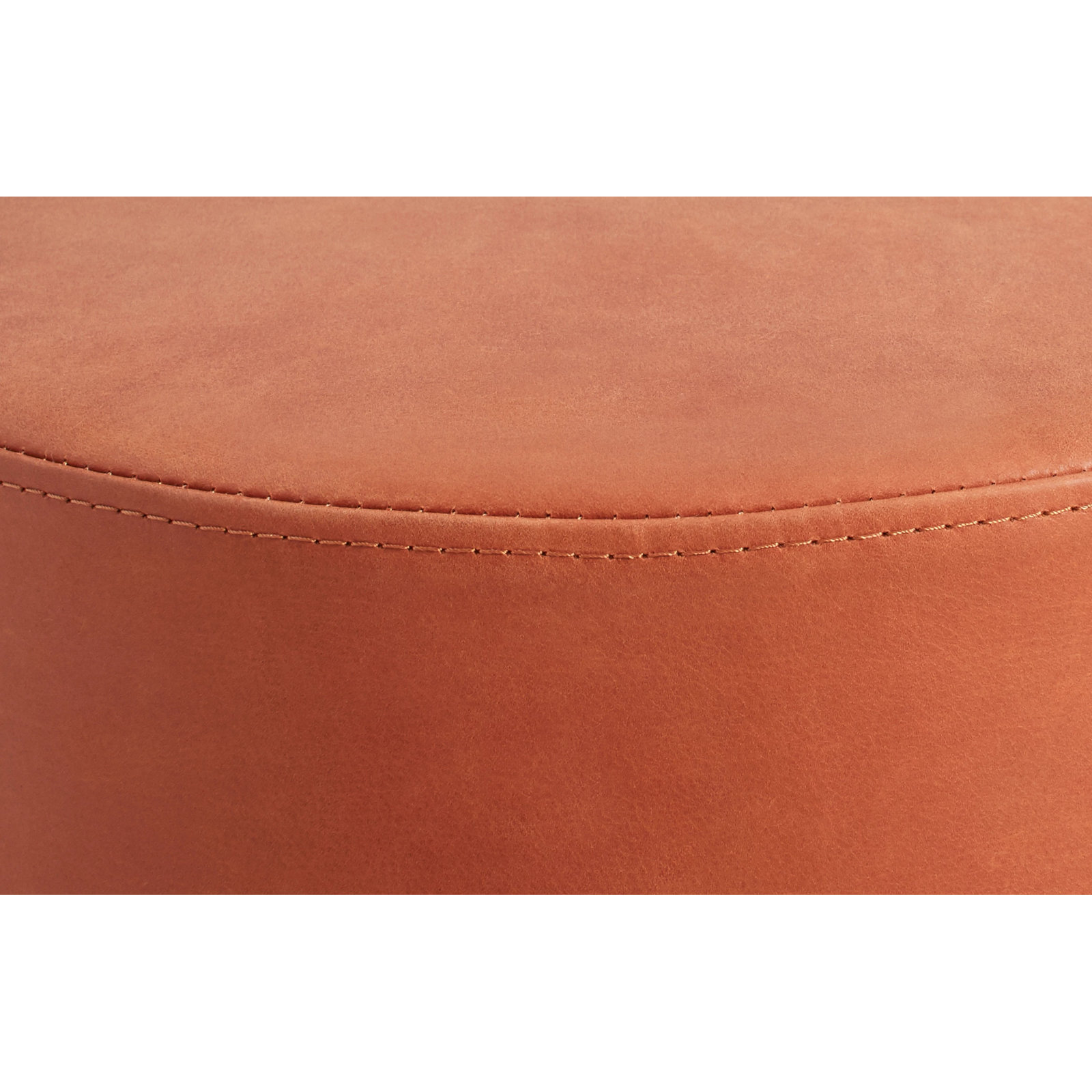 Bumper Upholstered Ottoman, Terracotta Genuine Leather