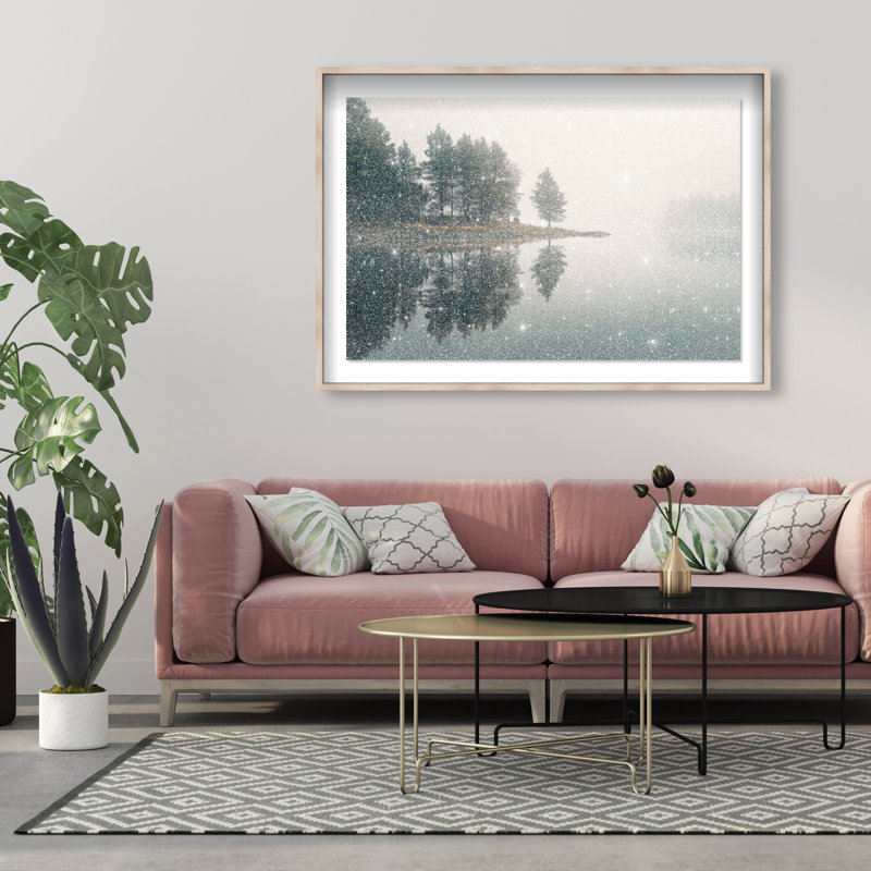Morning Lake III Framed Graphic Art, 37.5" H x 55.5" W, Natural Oak Shadowbox