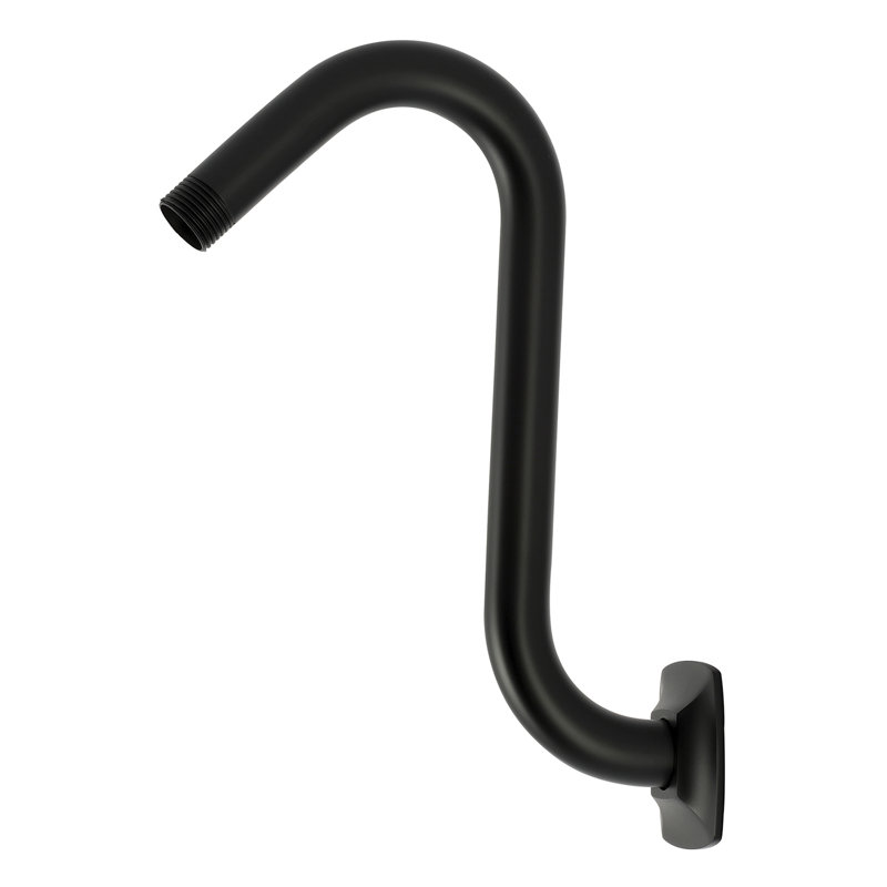 Bras de douche en forme de S avec bride carrée Kingston Brass Gehry, Noir mat