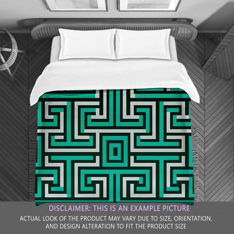 Polyester Comforter, Twin Comforter, Green/Gray Geometric