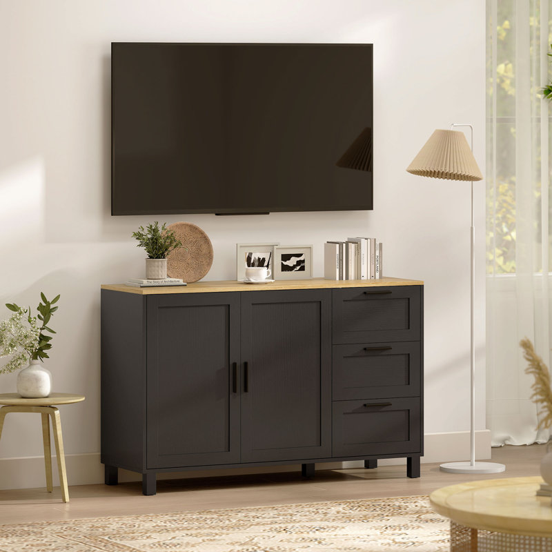 Buffet 47 "avec portes à fermeture douce, buffet moderne, noir