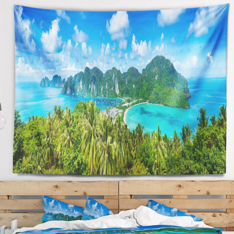 Photographie tropical island panorama tapisserie, H 32 po x l 39 po