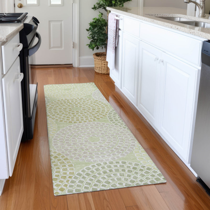Premium Machine Washable Prisco Mint Rug, Runner 2'3" x 7'6"