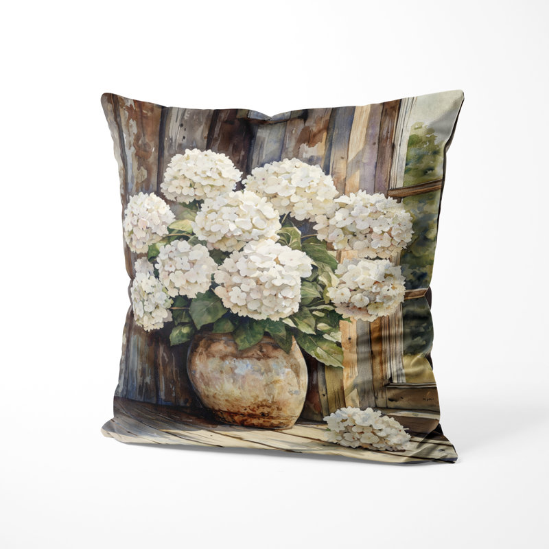 Coussin décoratif Hydrangea, H 18 po x l 18 po