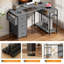 L-Shaped Computer Desk with Storage Bag & 3 Fabric Drawers, Modern Home Office Corner Desk with Storage Shelves, Space-Saving Workstation for Bedroom, Study & Small Spaces-1396402558-1396402556