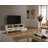 Traditional TV Stand with Multiple Shelves, Cream & Oak Finish, 58 x 59 x 17.4 Inches | 100% Melamine Coated Particle Board, MDF Profile Legs, Metal Handles | Wall-Mountable, Stylish & Functional Design