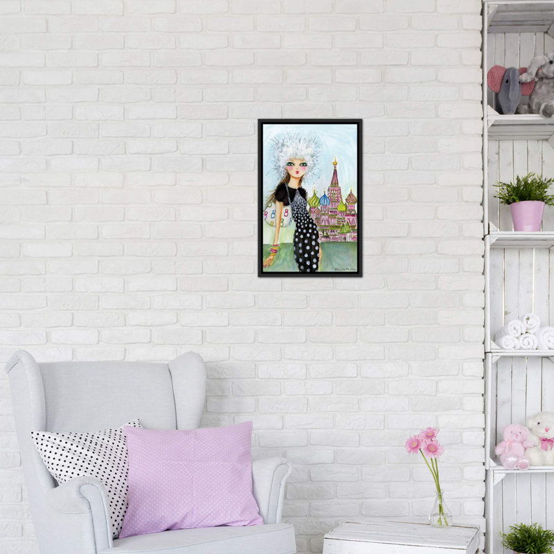 Art de Moscou, H 26 po x l 18 po x P 1,5 po, Toile avec cadre noir