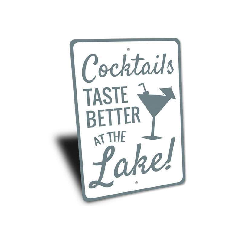Enseigne en aluminium Cocktail At The Lake, H 14 po x l 10 po x P 0,04 po