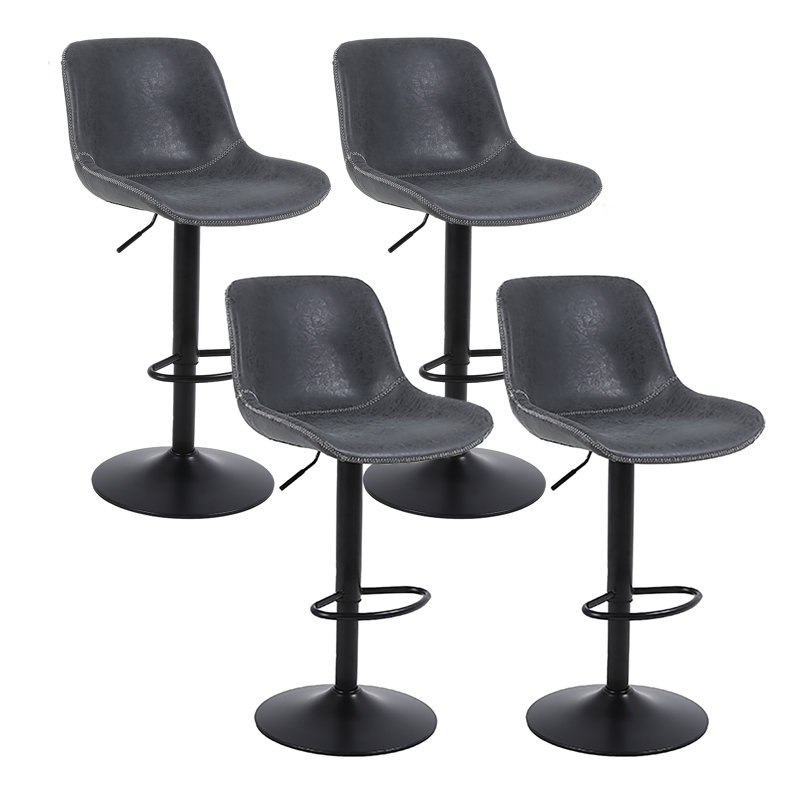 Swivel Upholstered Adjustable Height Counter Stool with Metal Frame, Black, 4