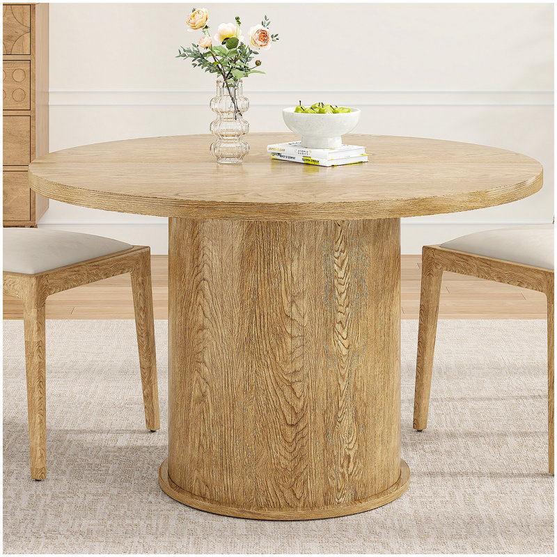 Table de salle à manger 43 po pour 4 personnes, petite table de salle à manger avec plateau en bois et base en métal robuste, table de salle à manger ronde moderne pour salle à manger, assemblage facile