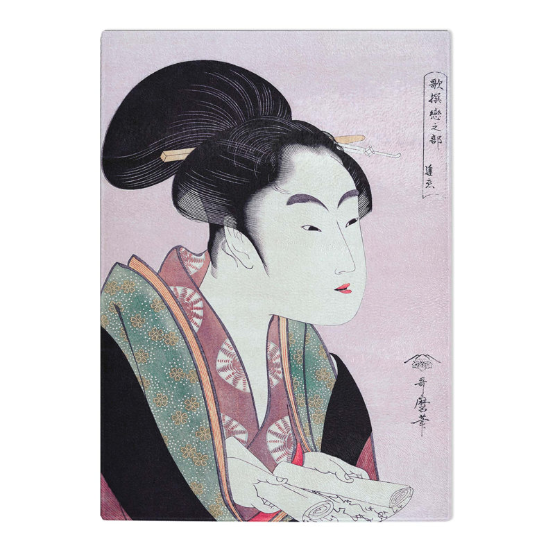 Tempered Glass Yogoto Ni Au Koi by Kitagawa Utamaro Chopping Board, 28.5cm W x 39cm L