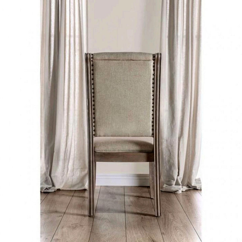 Ensemble de 2 chaises de salle à manger capitonnées avec dossier et garniture cloutée
