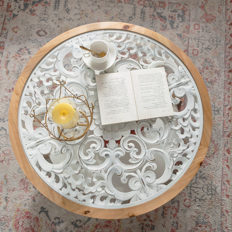 Round Coffee Table with Open Storage