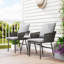 3-Piece Rattan Bistro Set with 4 Cushions for Balcony Porch, Grey