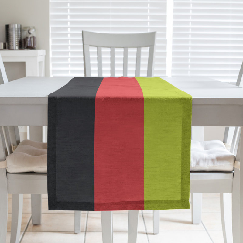 Atlanta Basketball Table Runner, 72" L x 16" W, Charcoal/Torch Red/Volt Green, Cotton Twill