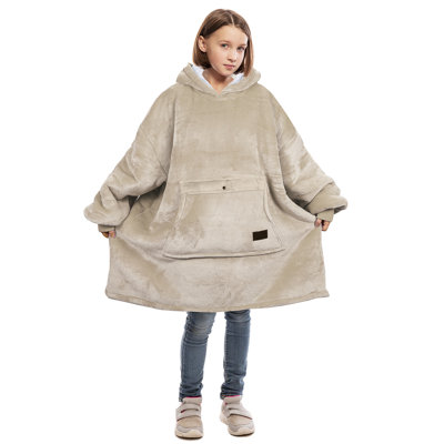 Catalonia Blanket Hoodie for Kids, Oversized Wearable Fleece Sweatshirt Pullover for Teens Youth