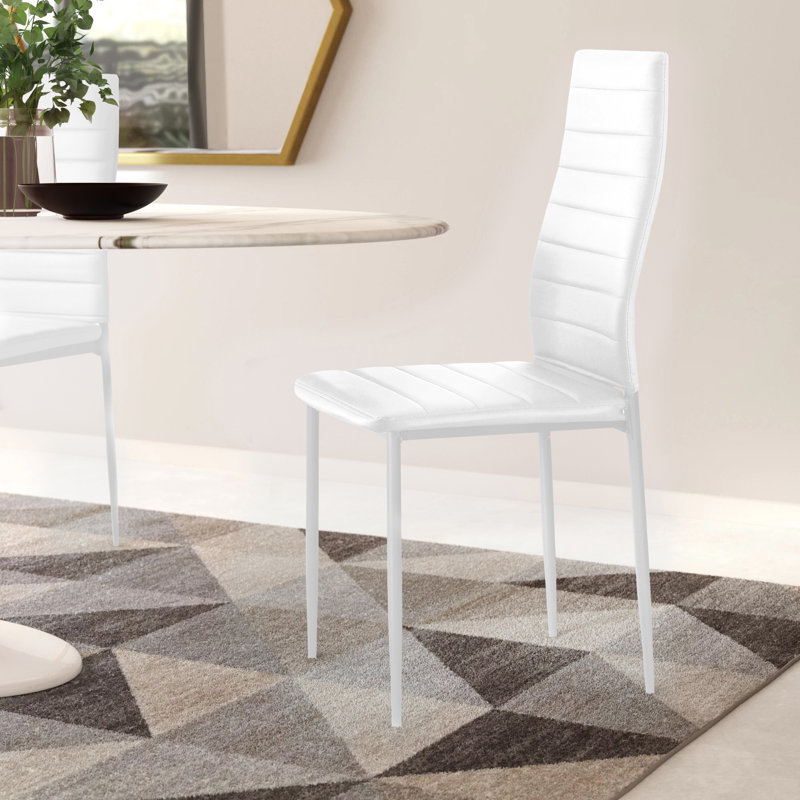 Antietam 18'' H Tufted Faux Leather Upholstered Side Chair, White