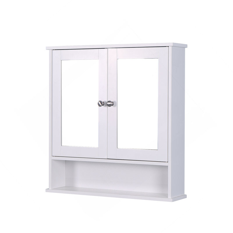 Armoire de salle de bain murale avec 2 portes miroir et tablette réglable