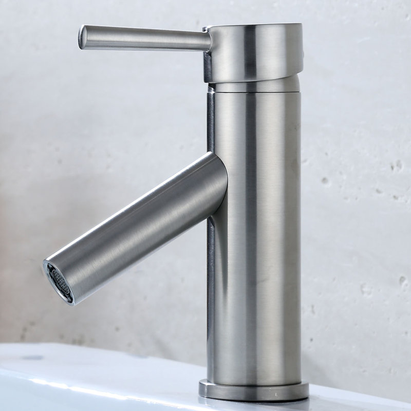 Euro Collection Single-Handle Deck-Mount Short Vessel Lavatory Bathroom Sink Faucet - Brushed Nickel, Brushed Nickel