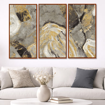 3 pièces, reproduction sur toile avec cadre flottant
