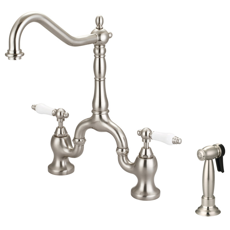 Robinet de pont de cuisine avec jet latéral Carlton, Nickel brossé