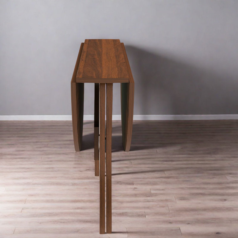 Space-saving Walnut Mdf Folding Dining Table, Modern Style For Small Kitchen