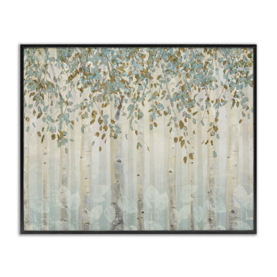 «Abstract Forest Leaves Trees Blue Tan Soft» par James Wiens, reproduction d'art graphique