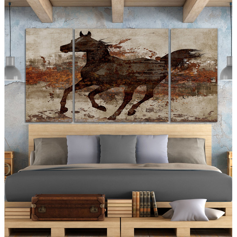« Running Free II », image à pièces multiples sur toile, H 40 po x l 80 po x P 1,5 po
