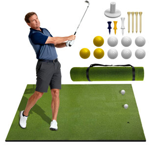Golf Hitting Mat 5x4ft, 26mm Thick 3-layer Turf Mat With 6 Tee Holes
