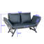 Banc de patio pliable en osier gris avec coussin