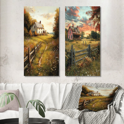 Green Farmhouse Charm I - Farmhouse Wall Art 2 Pieces Set