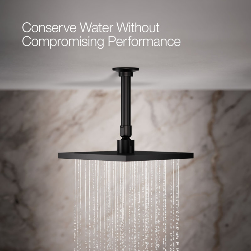 Contemporary Rain Shower Head, Matte Black, Square, 2.5 GPM