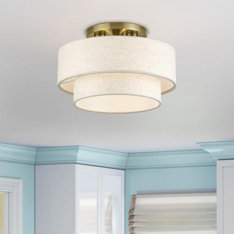 Grande semi-encastrée 3 lumières Manorwood, Laiton antique