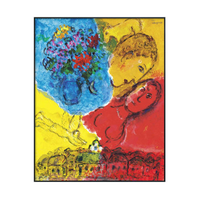 Reproduction d'art giclée sur toile encadrée par Marc Chagall, décorations pour bureau à domicile (cadre en bois de couleur mince, 12 po x 16 po)
