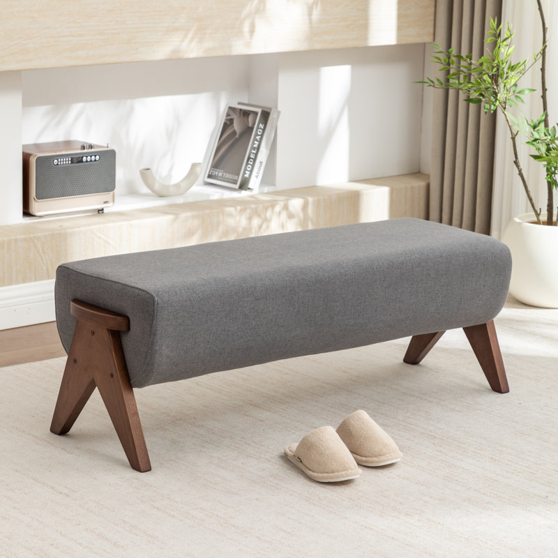 Banc en bois massif Chenice, Gris