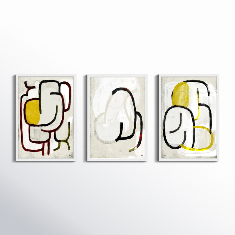 Somewhere. Set Of 3 Print by StudioM, 25" H x 52.5" W x 1.25" D, White